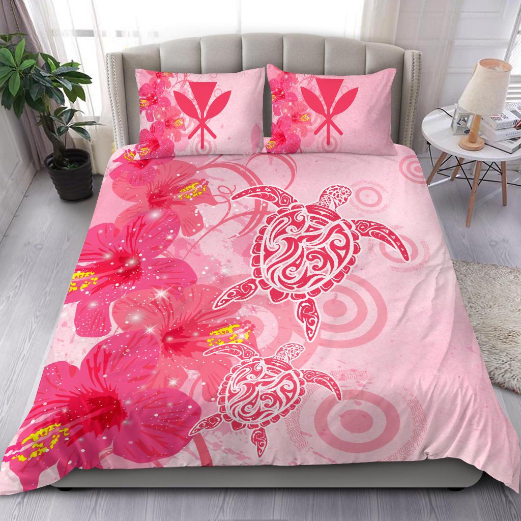 Hawaii Bedding Set - Hawaii Turtle Hibiscus Vintage Pink Bedding Set - Polynesian Pride