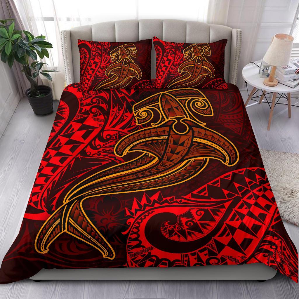 Polynesian Bedding Set - Red Shark Polynesian Tattoo Red - Polynesian Pride