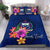 Polynesian Custom Personalised Bedding Set - Samoa Duvet Cover Set Floral With Seal Blue Blue - Polynesian Pride