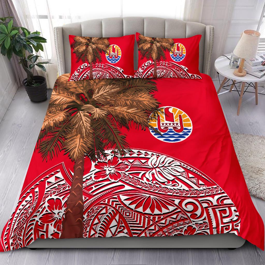 French Polynesia Bedding Set - Palm Tree Polynesian Pattern Red - Polynesian Pride