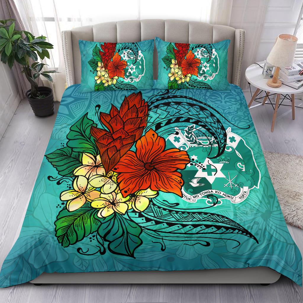 Tonga Bedding Set - Tropical Flowers Style Black - Polynesian Pride