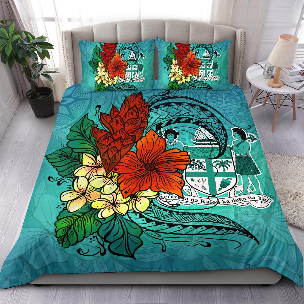 Fiji Bedding Set - Tropical Flowers Style Black - Polynesian Pride