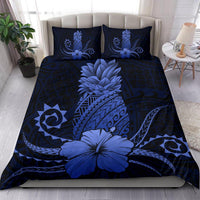 Hawaii Polynesian Pineapple Hibiscus Bedding Set - Zela Style Blue - Polynesian Pride
