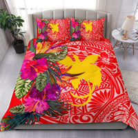 Papua New Guinea Bedding Set - Hibiscus Polynesian Pattern Red Version Red - Polynesian Pride