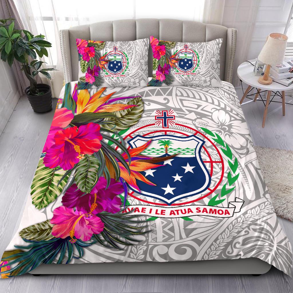 Samoa Bedding Set - Hibiscus Polynesian Pattern White Version White - Polynesian Pride