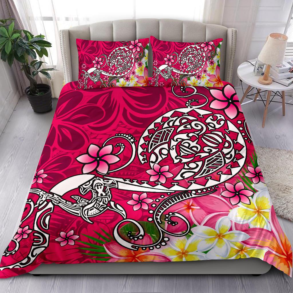 Polynesian Bedding Set - Turtle Plumeria Pink Color - Polynesian Pride