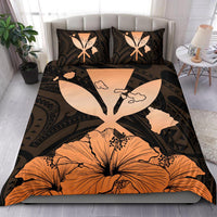 Hawaiian Kanaka Bedding Set Hibiscus Polynesian Love Orange - Polynesian Pride