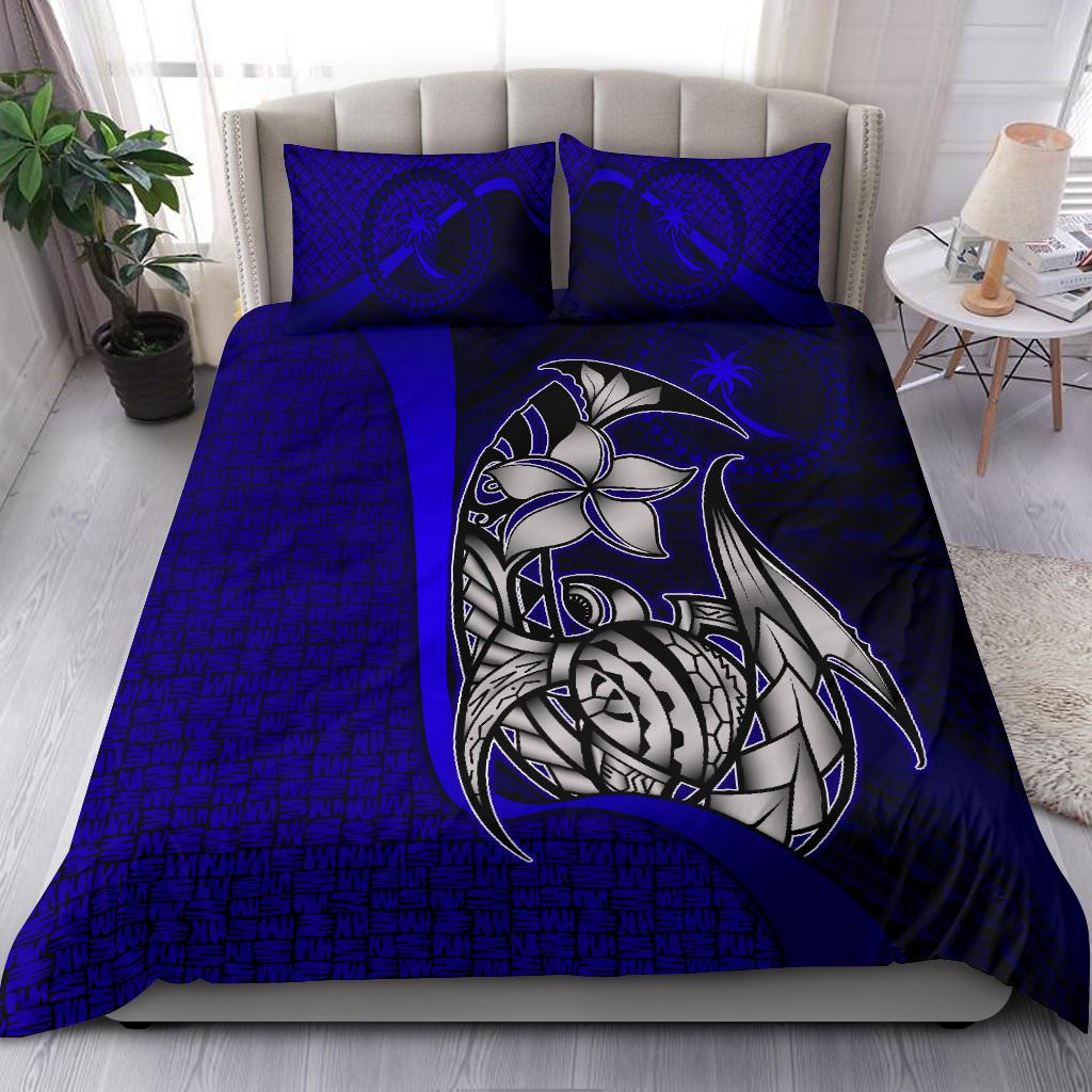 Chuuk Micronesian Bedding Set Blue - Turtle With Hook Blue - Polynesian Pride