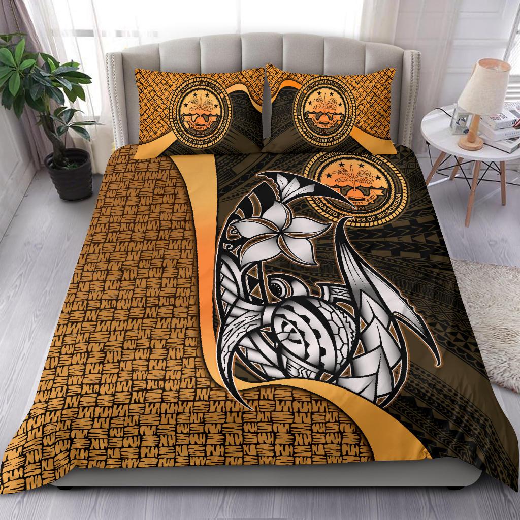 Federated States of Micronesia Bedding Set Gold - Turtle With Hook Gold - Polynesian Pride