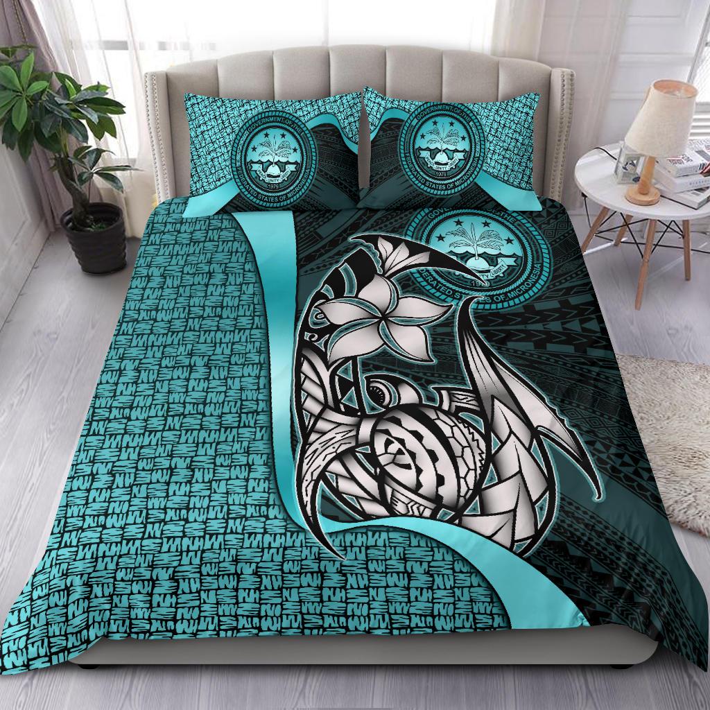 Federated States of Micronesia Bedding Set Turquoise - Turtle With Hook Turquoise - Polynesian Pride