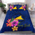 Polynesian Custom Personalised Bedding Set - Tokelau Duvet Cover Set Floral With Seal Blue Blue - Polynesian Pride