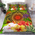 Cook Islands Polynesian Bedding Set - Manta Ray Tropical Flowers (Reggae) Green - Polynesian Pride