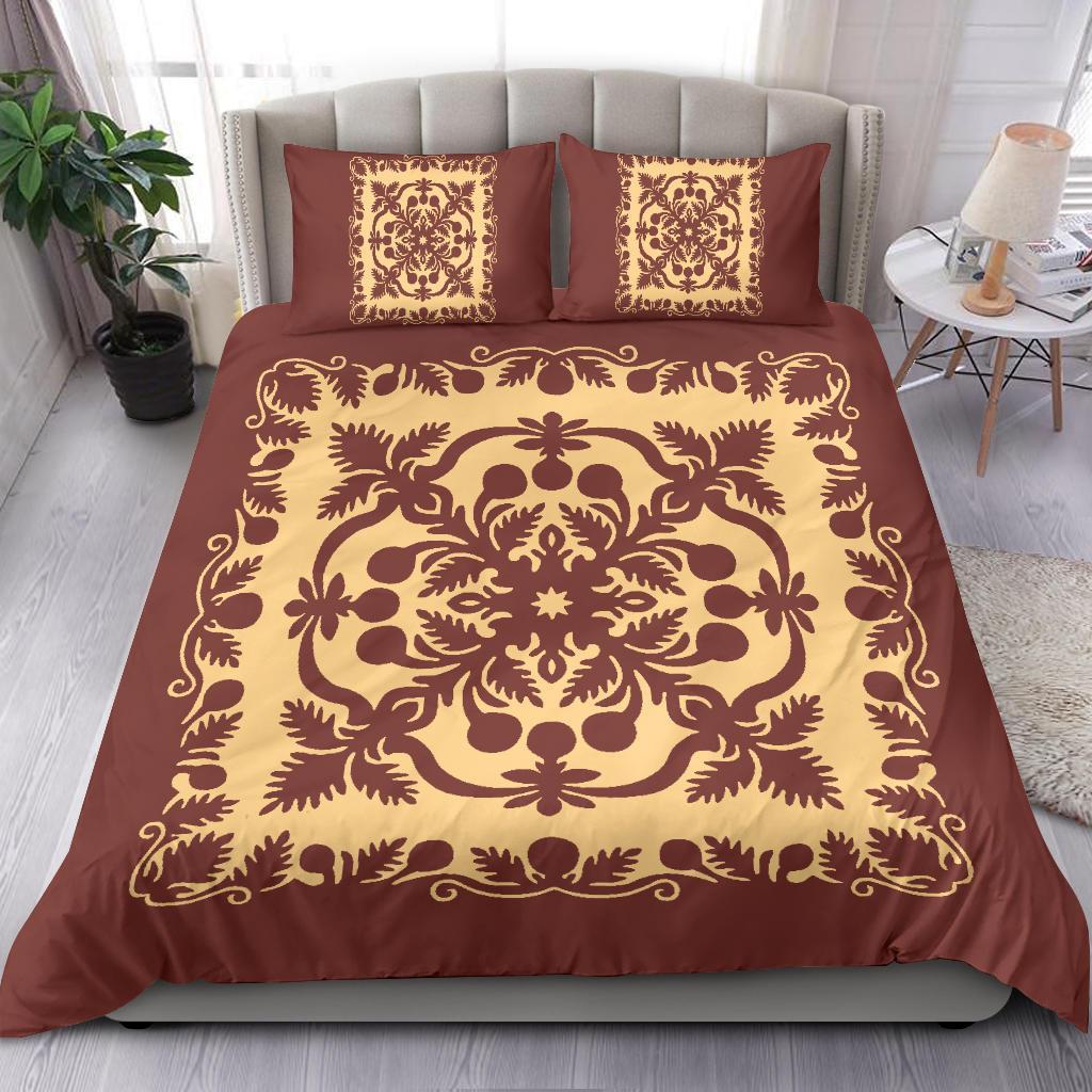 Hawaiian Bedding Set Royal Pattern - Coral - Polynesian Pride