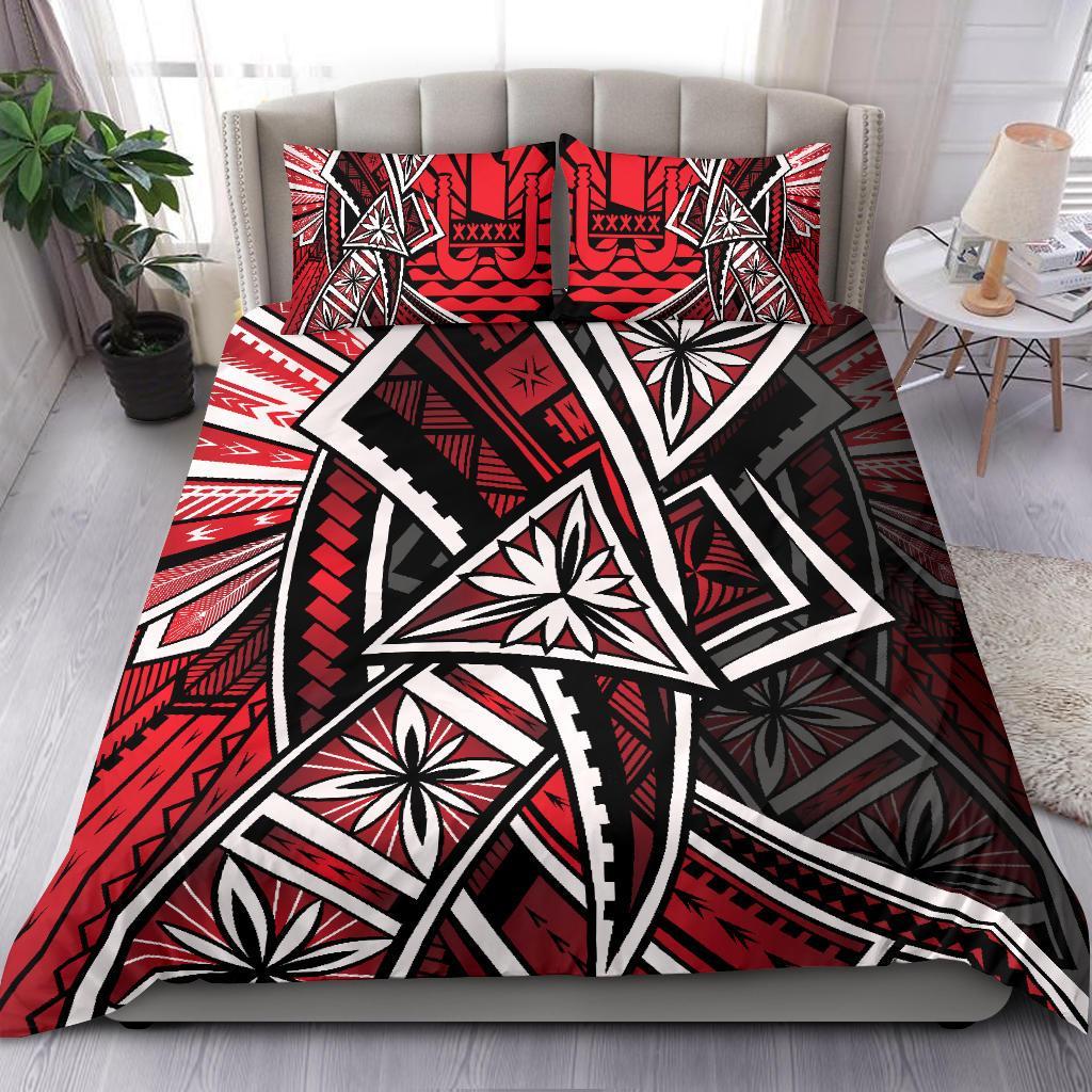 Tahiti Bedding Set - Tribal Flower Special Pattern Red Color Red - Polynesian Pride
