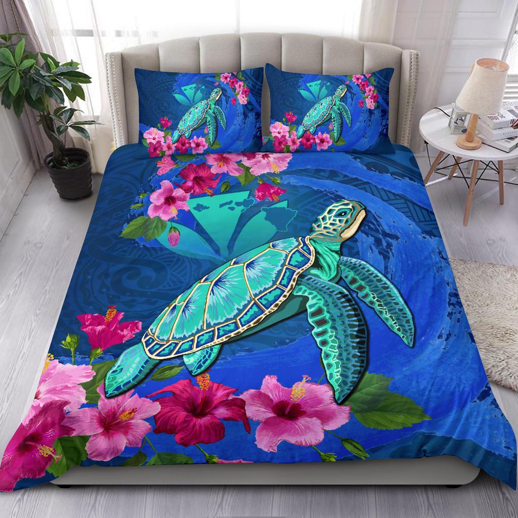 Hawaii Bedding Set - Hawaii Honu Aumakua Sea Hibiscus Bedding Set - Nin Style - Polynesian Pride
