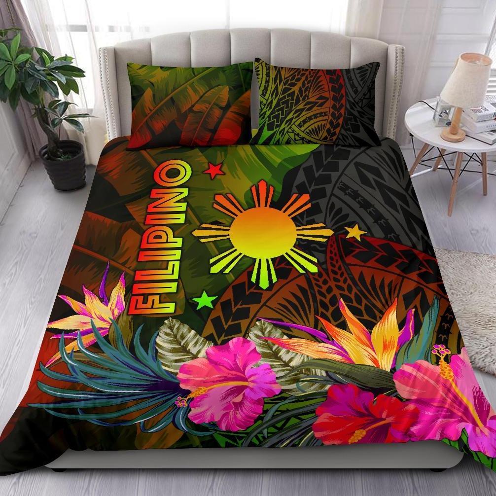 The Philippines Polynesian Bedding Set - Hibiscus and Banana Leaves Reggae - Polynesian Pride