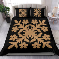 Hawaiian Bedding Set Royal Pattern - Black And Gold - C2 Style - Polynesian Pride