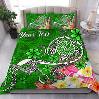 Tahiti Custom Personalised Bedding Set - Turtle Plumeria (Green) - Polynesian Pride