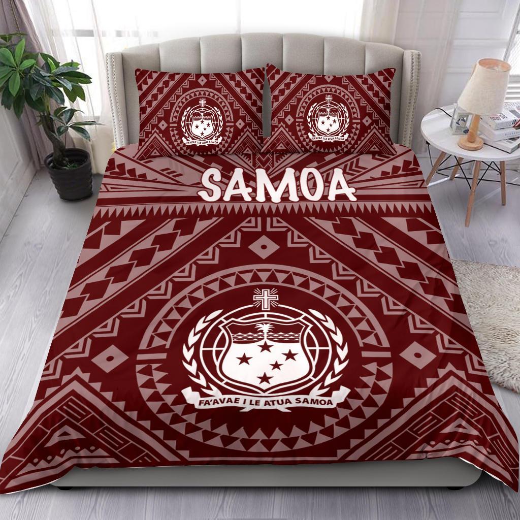 Samoa Bedding Set - Samoa Seal In Polynesian Tattoo Style (Red) Red - Polynesian Pride