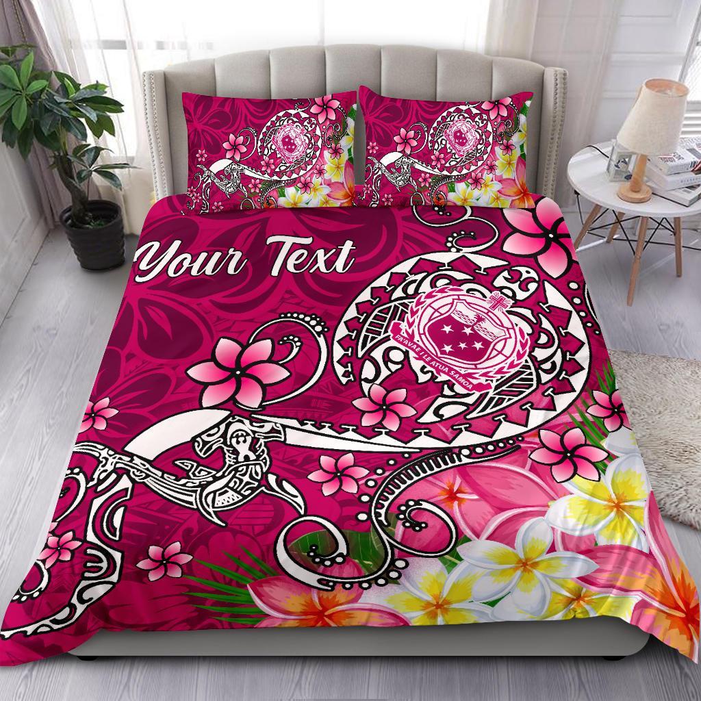Samoa Custom Personalised Bedding Set - Turtle Plumeria (Pink) Pink - Polynesian Pride