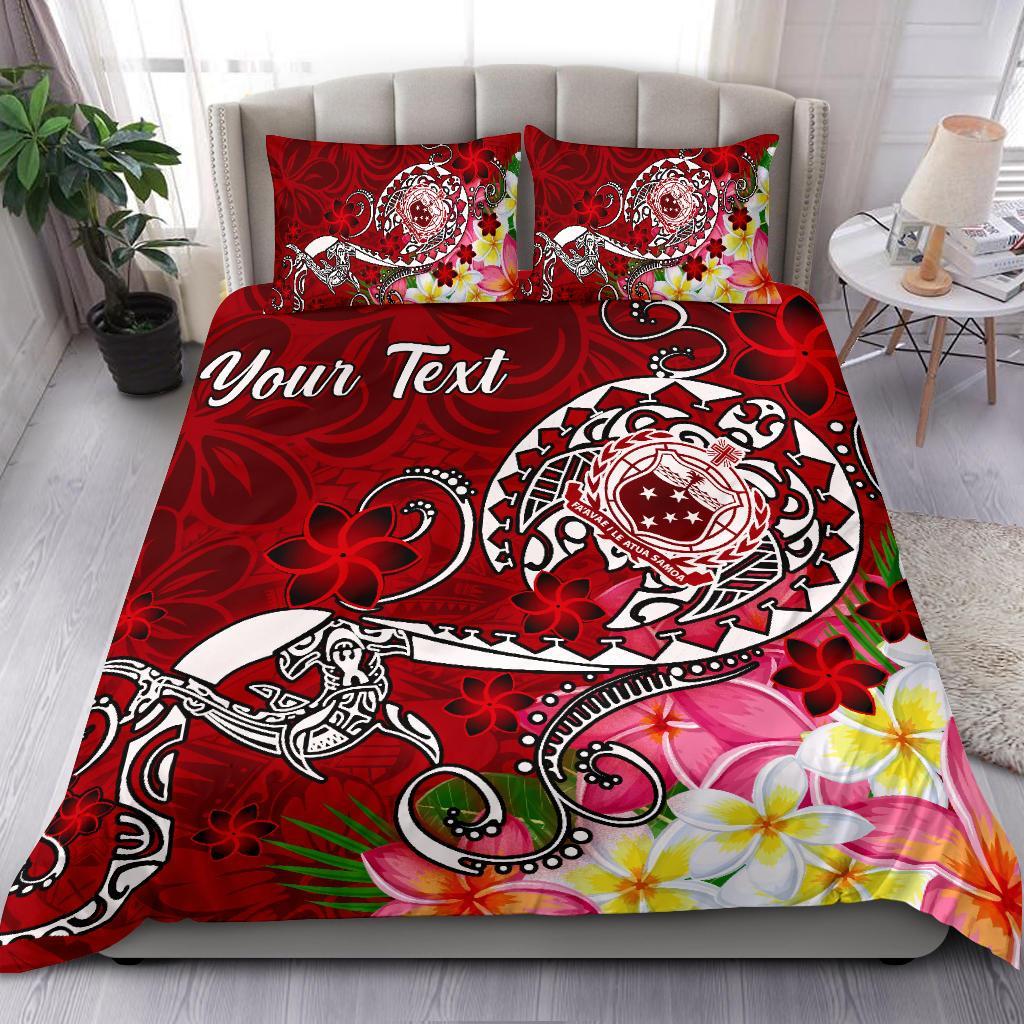 Samoa Custom Personalised Bedding Set - Turtle Plumeria (Red) Red - Polynesian Pride