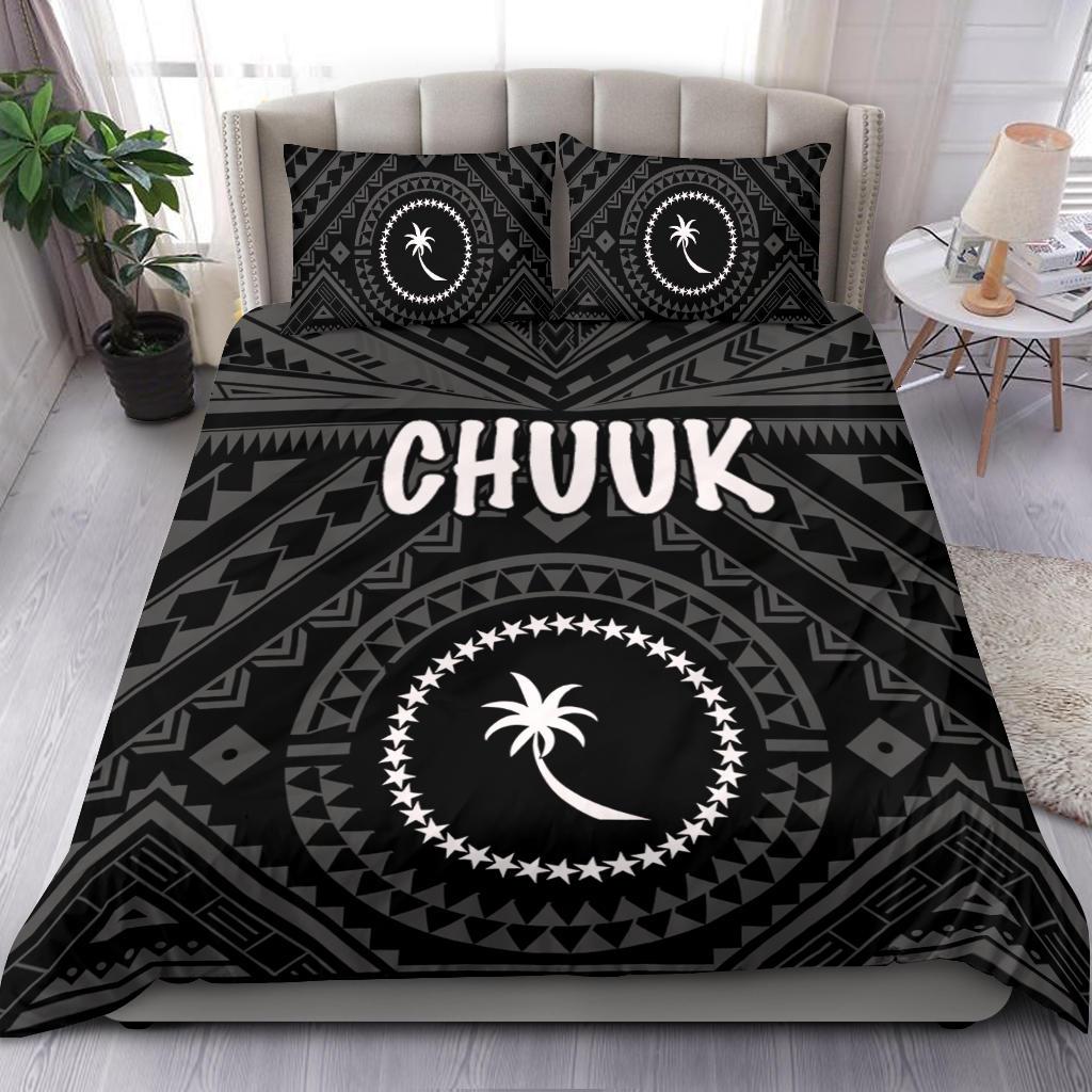 Chuuk Bedding Set - Chuuk Seal With Polynesian Tattoo Style ( Black) - Polynesian Pride