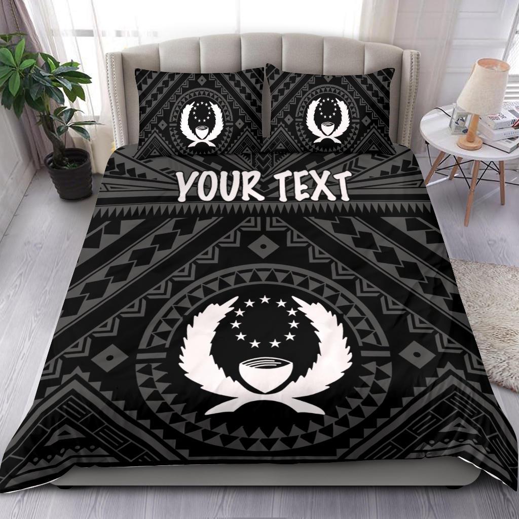Pohnpei Personalised Bedding Set - Pohnpei Seal With Polynesian Tattoo Style ( Black) - Polynesian Pride
