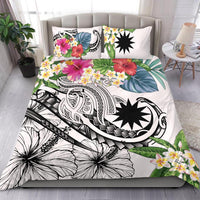 Nauru Polynesian Bedding Set - Summer Plumeria (White) - Polynesian Pride