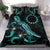 Cook Islands Polynesian Bedding Set - Turtle With Blooming Hibiscus Turquoise Turquoise - Polynesian Pride