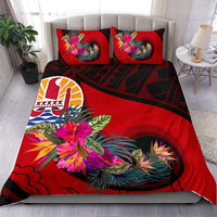 Tahiti Bedding Set - Polynesian Hook And Hibiscus (Red) - Polynesian Pride