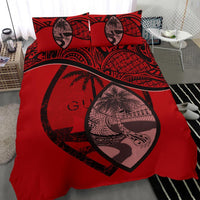 Guam Duvet Cover Set - Guam Flag & Coat Of Arms Red - Polynesian Pride