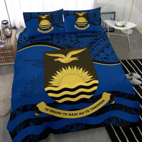 Kiribati Duvet Cover Set - Kiribati Flag & Coat Of Arms Dark Blue - Polynesian Pride