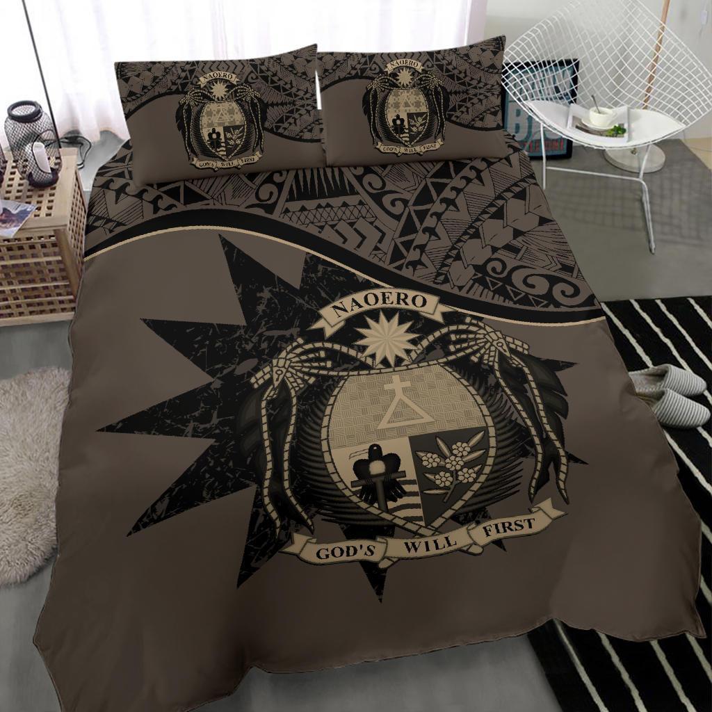 Nauru Duvet Cover Set - Nauru Bedding Flag & Coat Of Arms Brown - Polynesian Pride