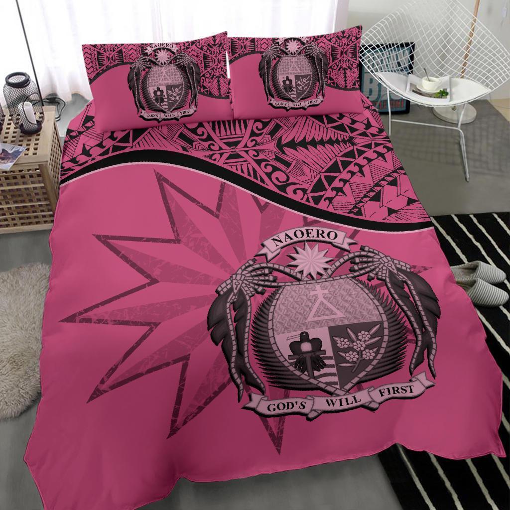 Nauru Duvet Cover Set - Nauru Bedding Flag & Coat Of Arms Pink - Polynesian Pride