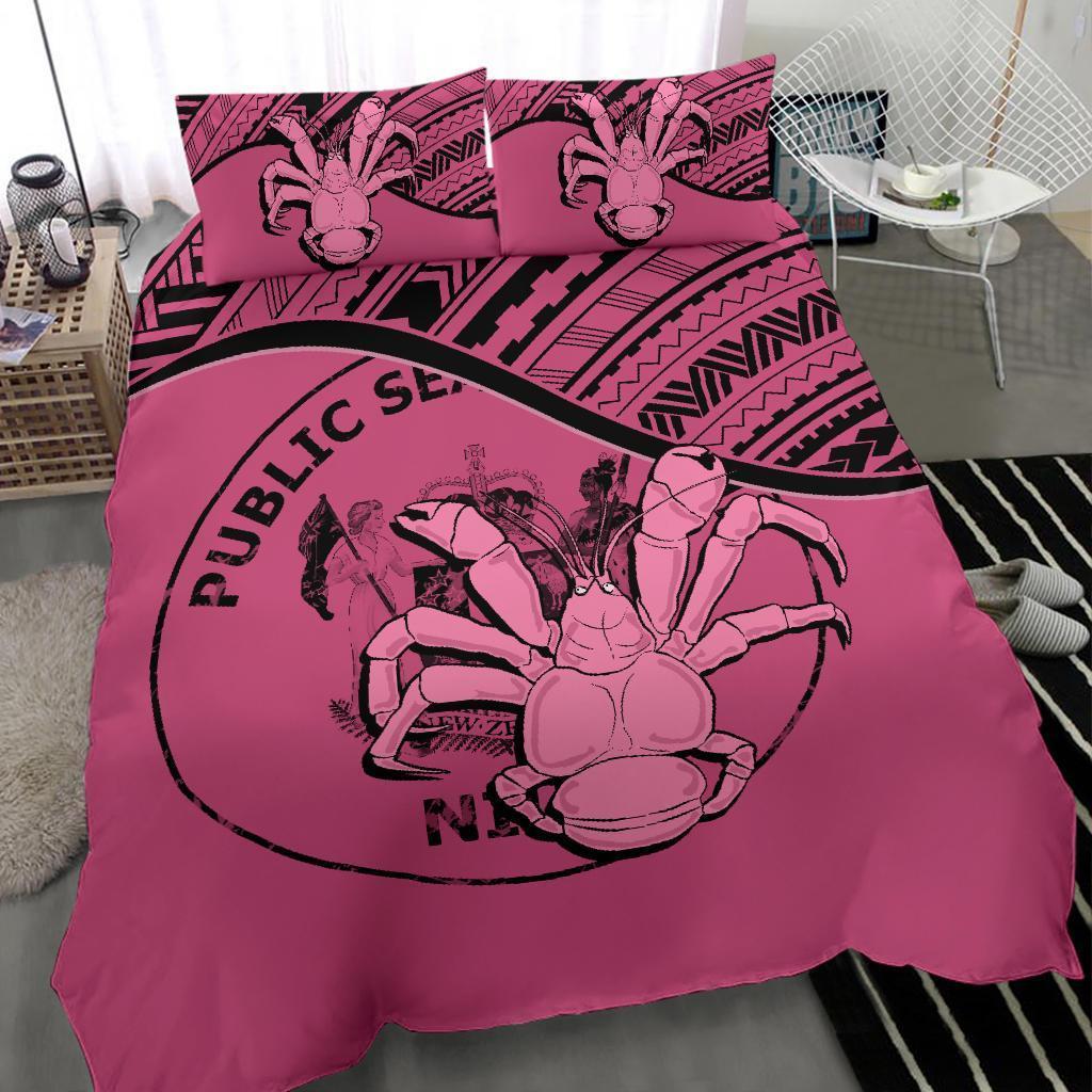 Niue Duvet Cover Set - Niue Coat Of Arms & Coconut Crab Pink - Polynesian Pride