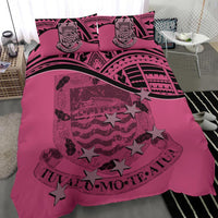 Tuvalu Duvet Cover Set - Coat Of Arms & Flag Pink - Polynesian Pride