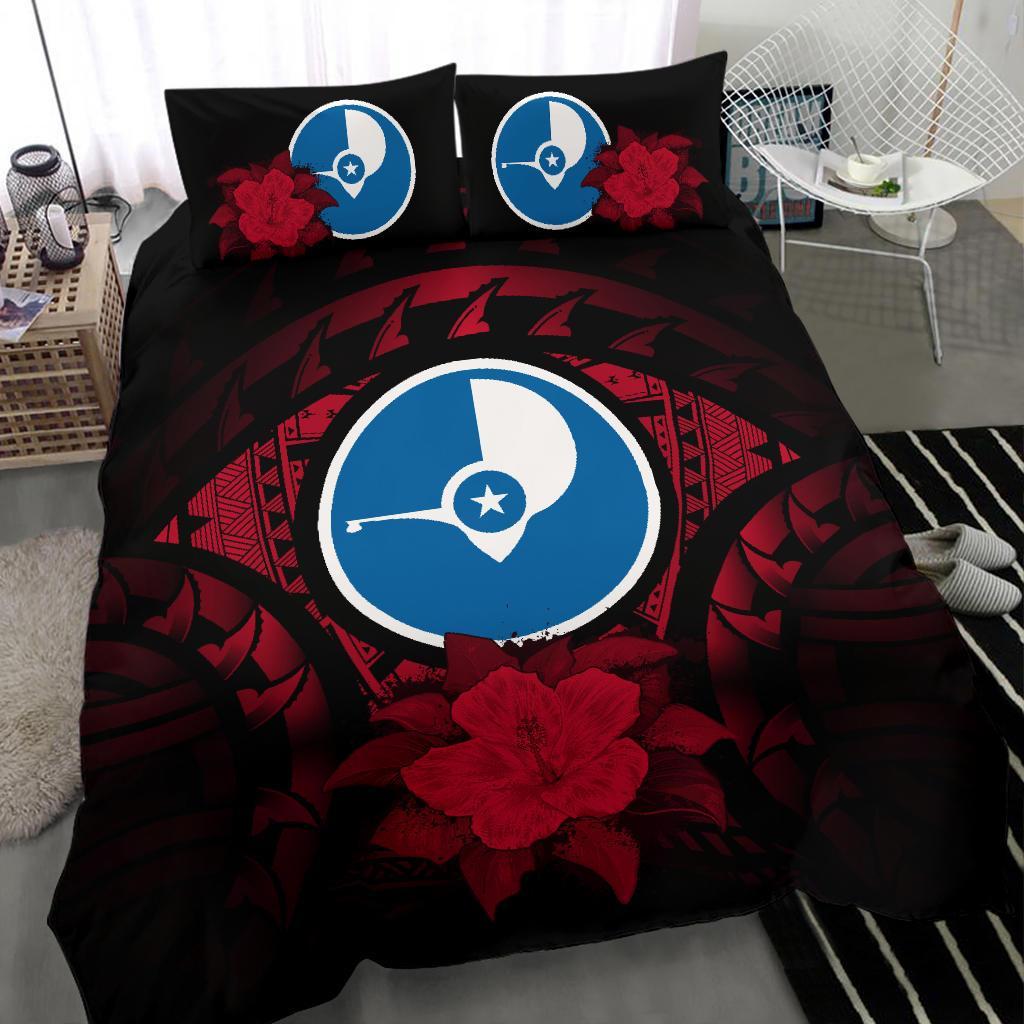 Yap Duvet Cover Set - Yap Flag & Red Hibiscus - Polynesian Pride