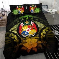 Tonga Duvet Cover Set - Tonga Coat Of Arms & Reggae Hibiscus - Polynesian Pride