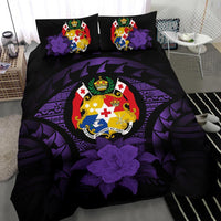 Tonga Duvet Cover Set - Tonga Coat Of Arms & Purple Hibiscus - Polynesian Pride