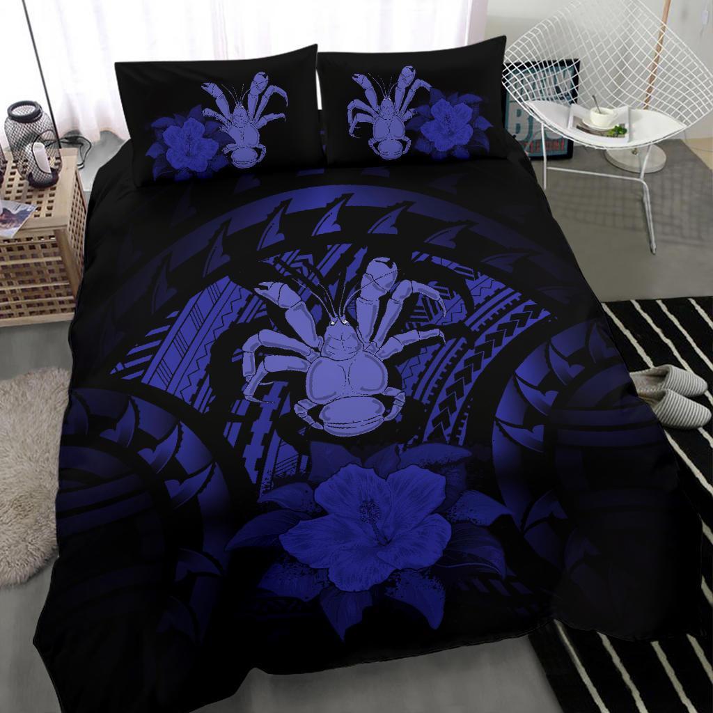 Niue Duvet Cover Set - Coconut Crab & Dark Blue Hibiscus - Polynesian Pride