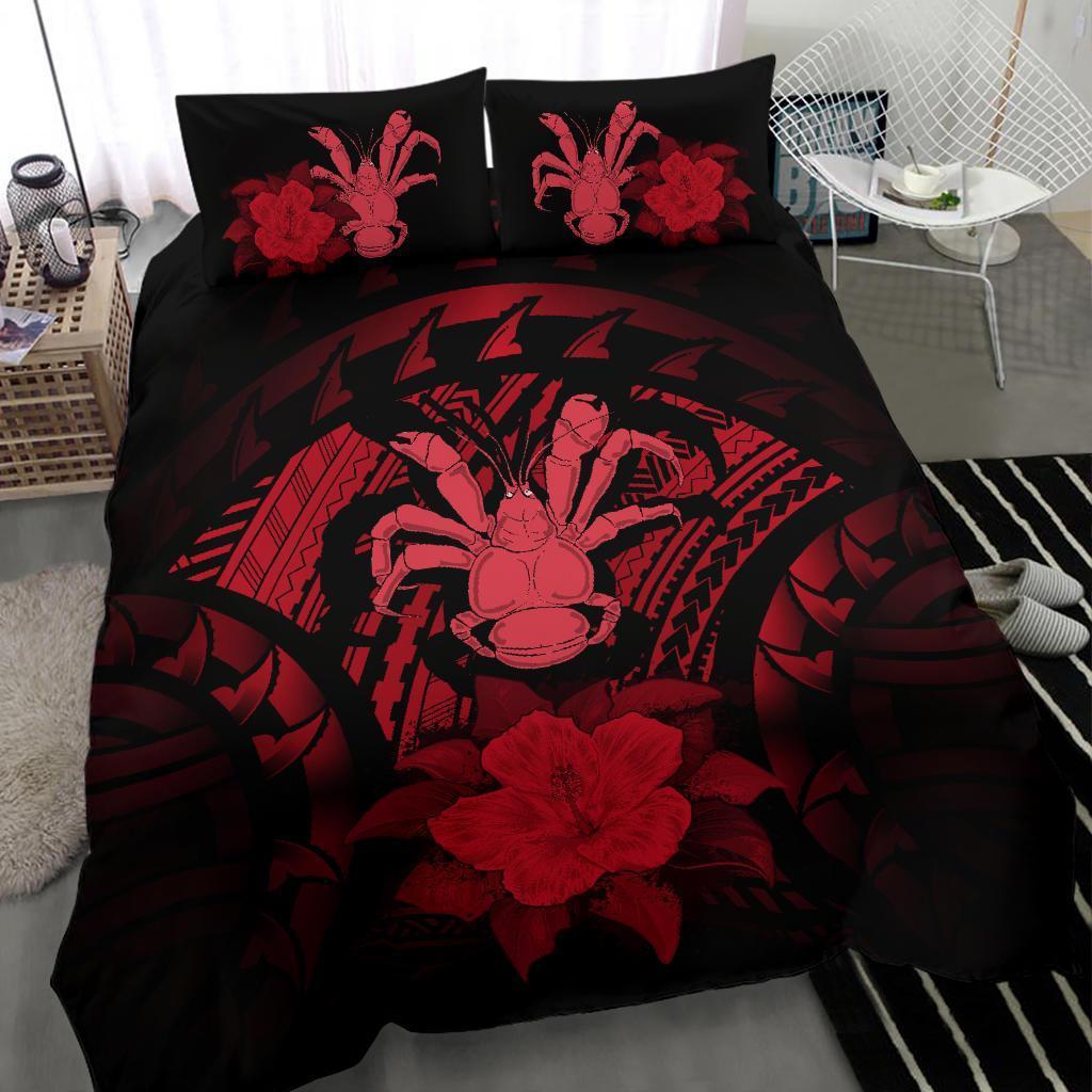 Niue Duvet Cover Set - Coconut Crab & Red Hibiscus - Polynesian Pride