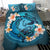 Polynesian Duvet Cover Set - Chuuk Bedding Set Blue Plumeria Animal Tattoo - Polynesian Pride