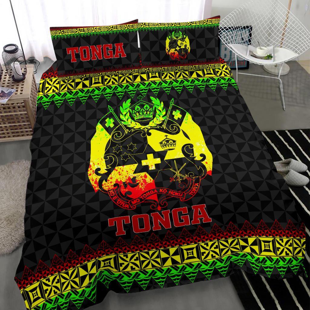 Polynesian Bedding Set - Tonga Coat Of Arms Duvet Cover Set Reggae Version - Polynesian Pride