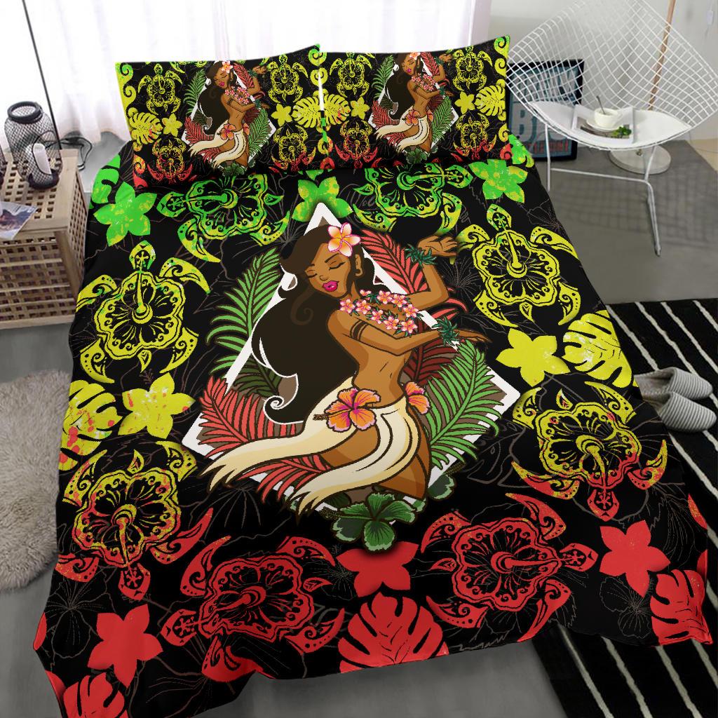 Polynesian Hawaii Duvet Cover Set - Hawaiian Girl Reggae - Polynesian Pride