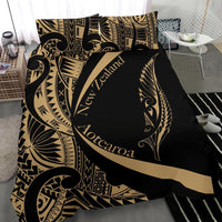 New Zealand Silver Fern Bedding Set Maori Tattoo Circle Style - Golden - Polynesian Pride