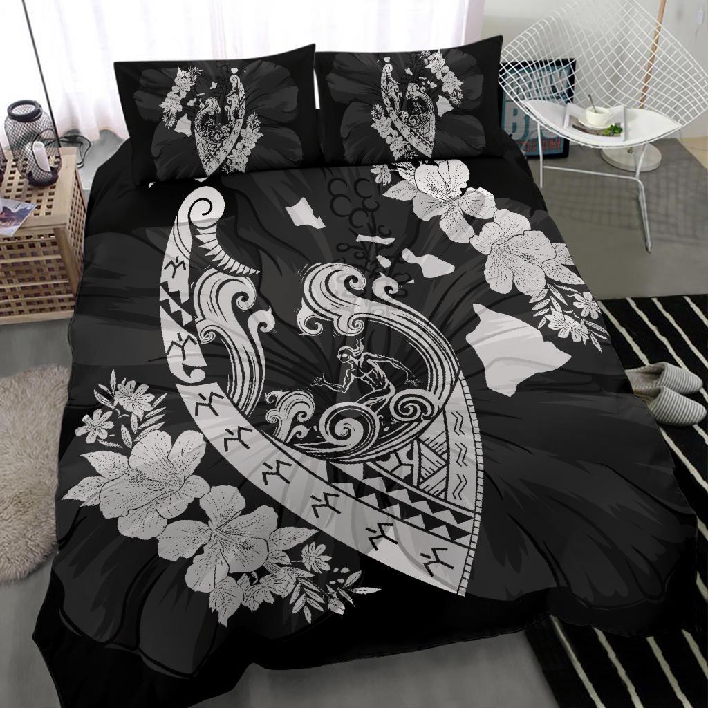 Hawaiian Fish Hook Hibiscus Banzai Surfing Polynesian Bedding Set - Polynesian Pride