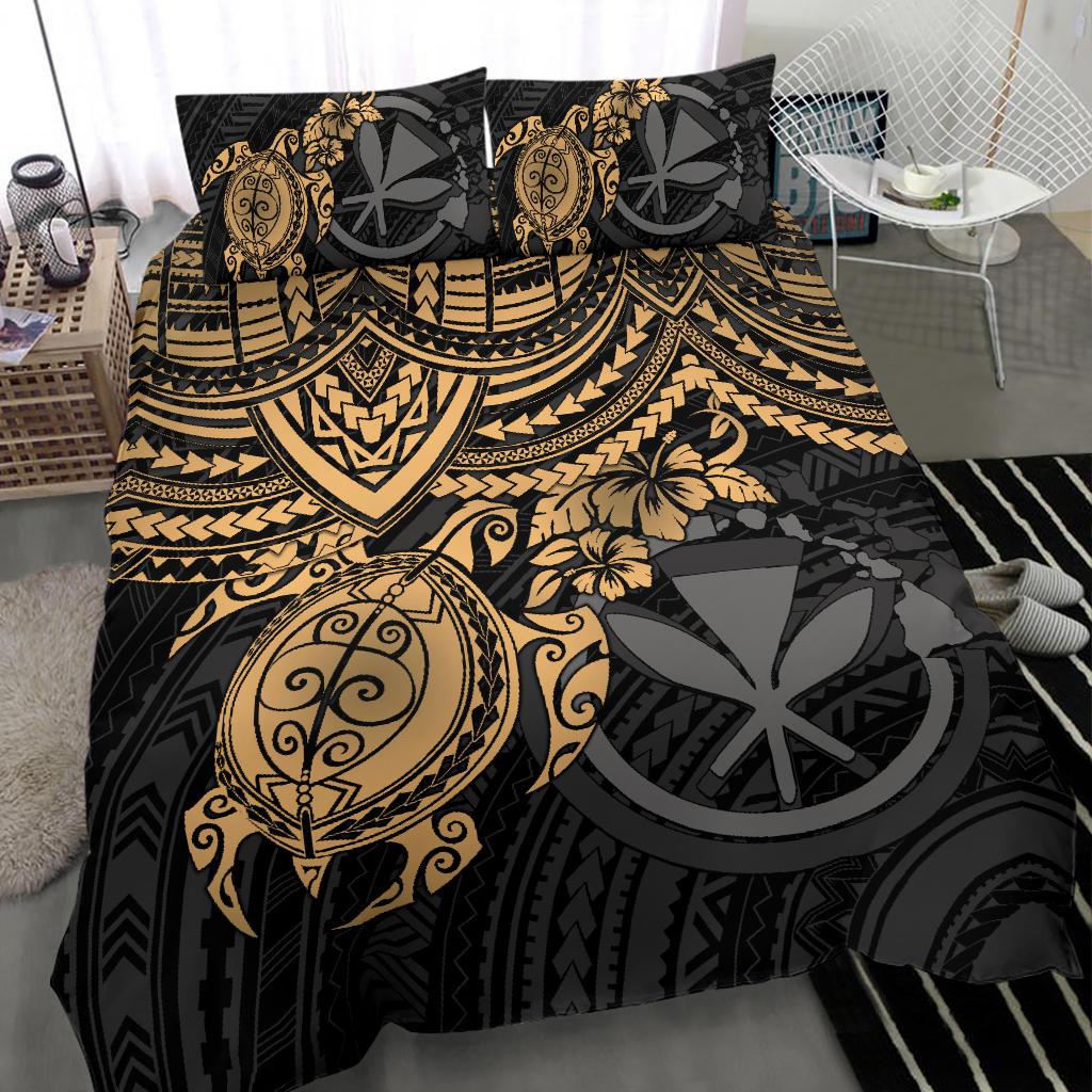 Polynesian Hawaii Duvet Cover Set - Gold Turtle - Polynesian Pride