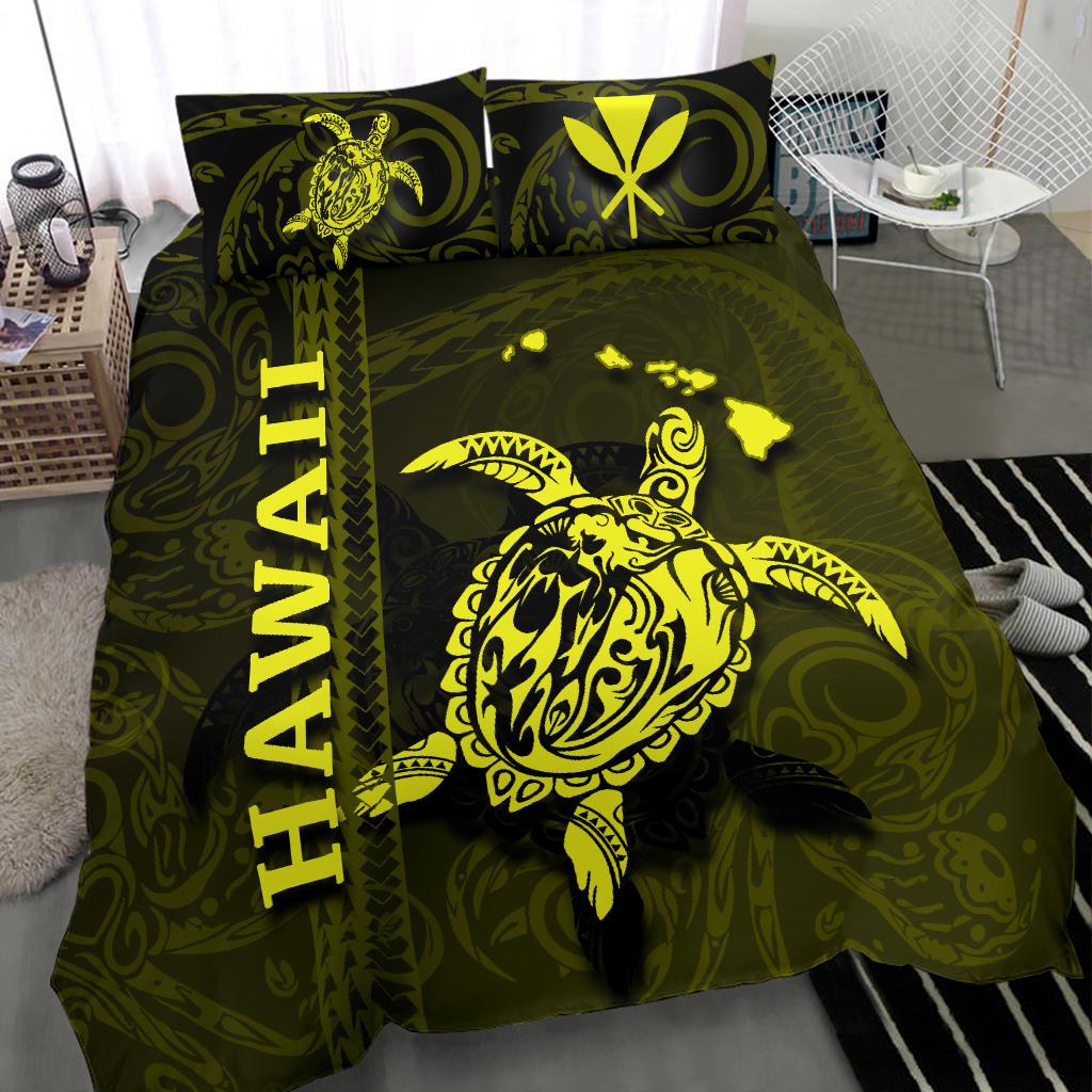 Polynesian Hawaii Duvet Cover Set - Turtle Hawaiian Yellow - Polynesian Pride