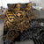 Polynesian Hawaii (Kanaka Maoli) Duvet Cover Set - Gold Hibiscus Turtle Flowing GOLD - Polynesian Pride