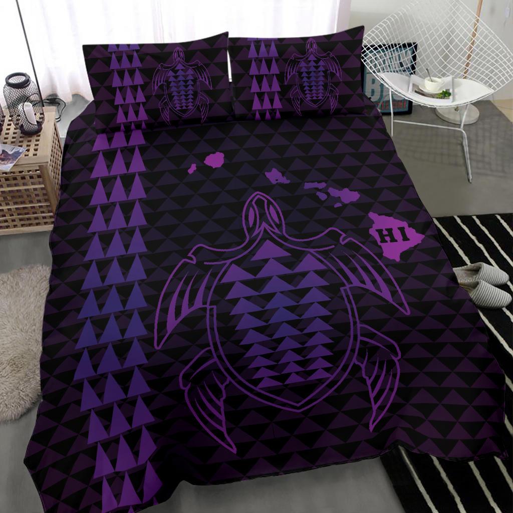 Hawaiian Map Kakau Turtle Polynesian Bedding Set - Purple - Polynesian Pride